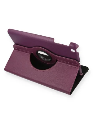 Newface iPad Mini 1 Kılıf 360 Tablet Deri Kılıf - Mürdüm