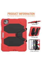 Newface iPad Pro 11 (2020) Kılıf Griffin Tablet Kapak - Kırmızı - Görsel 4