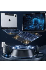 Newface JP11 iPad Pro 11 (2022) Kılıf Vales Dönen Ledli Klavyeli Tablet Kılıfı - Siyah - Görsel 5