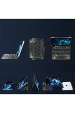 Newface JP11 iPad Pro 11 (2022) Kılıf Vales Dönen Ledli Klavyeli Tablet Kılıfı - Siyah - Görsel 6