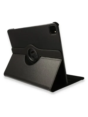 Newface iPad Pro 12.9 (2021) Kılıf 360 Tablet Deri Kılıf - Siyah