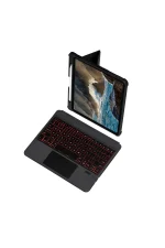 Newface T5209D iPad Pro 12.9 (2021) Kılıf İnter Ledli Klavyeli Tablet Kılıfı - Siyah - Görsel 7