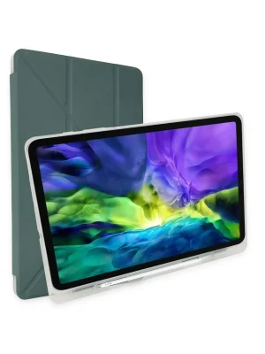 Newface iPad Pro 12.9 (2021) Kılıf Kalemlikli Mars Tablet Kılıfı - Koyu Yeşil