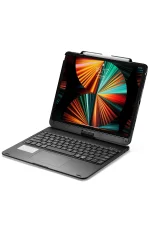 Newface iPad Pro 12.9 (2021) Kılıf Magic Dönen Klavyeli Tablet Kılıf - Siyah