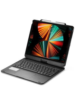 Newface iPad Pro 12.9 (2021) Kılıf Magic Dönen Klavyeli Tablet Kılıf - Siyah