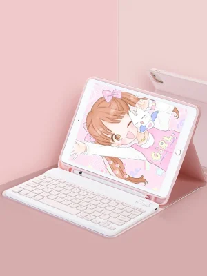 Newface iPad Pro 12.9 (2022) Kılıf KC01 Smart Klavyeli Tablet Kılıfı - Pembe