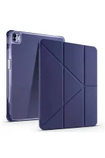 Newface iPad Pro 13 (2024) Kılıf Kalemlikli Mars Tablet Kılıfı - Lacivert