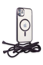 Newface iPhone 11 Kılıf Divo Lazer Askılı Magsafe Kapak - Derin Mor - Görsel 2