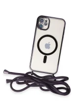 Newface iPhone 11 Kılıf Divo Lazer Askılı Magsafe Kapak - Derin Mor - Görsel 3