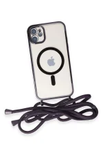 Newface iPhone 11 Kılıf Divo Lazer Askılı Magsafe Kapak - Derin Mor - Görsel 4