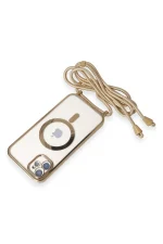 Newface iPhone 11 Kılıf Divo Lazer Askılı Magsafe Kapak - Gold - Görsel 5