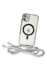 Newface iPhone 11 Kılıf Divo Lazer Askılı Magsafe Kapak - Gümüş - Görsel 3