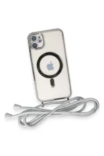 Newface iPhone 11 Kılıf Divo Lazer Askılı Magsafe Kapak - Gümüş - Görsel 4