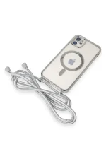 Newface iPhone 11 Kılıf Divo Lazer Askılı Magsafe Kapak - Gümüş - Görsel 6