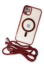 Newface iPhone 11 Kılıf Divo Lazer Askılı Magsafe Kapak - Kırmızı - Görsel 3