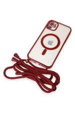 Newface iPhone 11 Kılıf Divo Lazer Askılı Magsafe Kapak - Kırmızı - Görsel 6