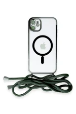 Newface iPhone 11 Kılıf Divo Lazer Askılı Magsafe Kapak - Koyu Yeşil