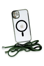 Newface iPhone 11 Kılıf Divo Lazer Askılı Magsafe Kapak - Koyu Yeşil - Görsel 4
