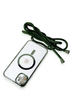 Newface iPhone 11 Kılıf Divo Lazer Askılı Magsafe Kapak - Koyu Yeşil - Görsel 5