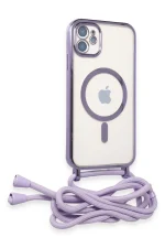Newface iPhone 11 Kılıf Divo Lazer Askılı Magsafe Kapak - Lila - Görsel 2