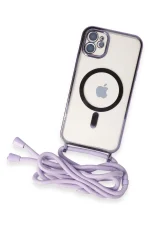 Newface iPhone 11 Kılıf Divo Lazer Askılı Magsafe Kapak - Lila - Görsel 3