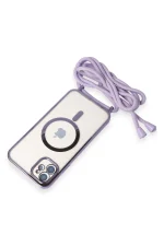 Newface iPhone 11 Kılıf Divo Lazer Askılı Magsafe Kapak - Lila - Görsel 5