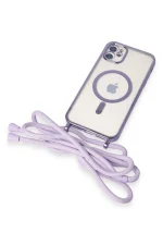 Newface iPhone 11 Kılıf Divo Lazer Askılı Magsafe Kapak - Lila - Görsel 6