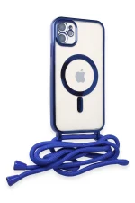 Newface iPhone 11 Kılıf Divo Lazer Askılı Magsafe Kapak - Mavi - Görsel 2