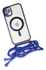 Newface iPhone 11 Kılıf Divo Lazer Askılı Magsafe Kapak - Mavi - Görsel 4