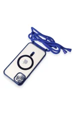 Newface iPhone 11 Kılıf Divo Lazer Askılı Magsafe Kapak - Mavi - Görsel 5