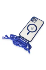 Newface iPhone 11 Kılıf Divo Lazer Askılı Magsafe Kapak - Mavi - Görsel 6