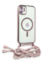 Newface iPhone 11 Kılıf Divo Lazer Askılı Magsafe Kapak - Pembe - Görsel 2