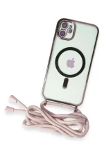 Newface iPhone 11 Kılıf Divo Lazer Askılı Magsafe Kapak - Pembe - Görsel 3