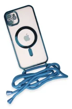Newface iPhone 11 Kılıf Divo Lazer Askılı Magsafe Kapak - Sierra Blue - Görsel 4