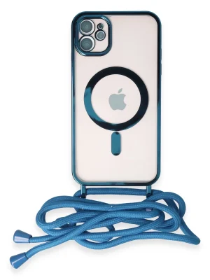 Newface iPhone 11 Kılıf Divo Lazer Askılı Magsafe Kapak - Sierra Blue