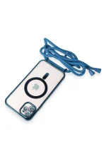 Newface iPhone 11 Kılıf Divo Lazer Askılı Magsafe Kapak - Sierra Blue - Görsel 5