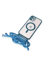 Newface iPhone 11 Kılıf Divo Lazer Askılı Magsafe Kapak - Sierra Blue - Görsel 6