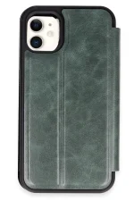 Newface iPhone 11 Kılıf Flip Cover - Koyu Yeşil