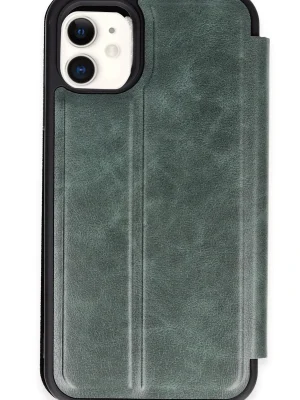 Newface iPhone 11 Kılıf Flip Cover - Koyu Yeşil