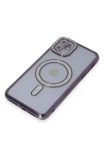 Newface iPhone 11 Kılıf Joke Simli Magneticsafe Kılıf - Derin Mor - Görsel 3