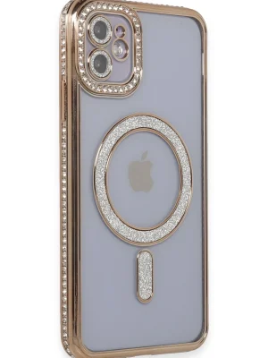 Newface iPhone 11 Kılıf Joke Simli Magneticsafe Kılıf - Gold