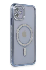 Newface iPhone 11 Kılıf Joke Simli Magneticsafe Kılıf - Mavi