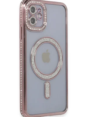 Newface iPhone 11 Kılıf Joke Simli Magneticsafe Kılıf - Pembe