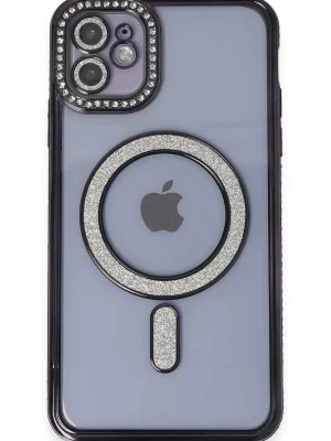 Newface iPhone 11 Kılıf Joke Simli Magneticsafe Kılıf - Siyah
