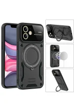 Newface iPhone 11 Kılıf Joy Lens Standlı Kapak - Kırmızı - Görsel 3