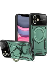 Newface iPhone 11 Kılıf Joy Lens Standlı Kapak - Koyu Yeşil