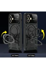 Newface iPhone 11 Kılıf Joy Lens Standlı Kapak - Lacivert - Görsel 2