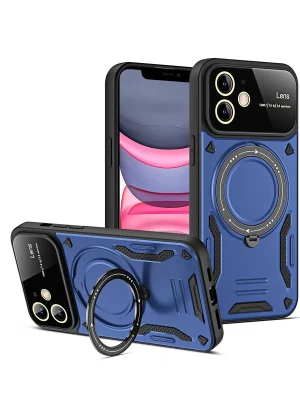 Newface iPhone 11 Kılıf Joy Lens Standlı Kapak - Lacivert