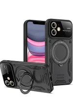Newface iPhone 11 Kılıf Joy Lens Standlı Kapak - Siyah