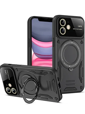 Newface iPhone 11 Kılıf Joy Lens Standlı Kapak - Siyah